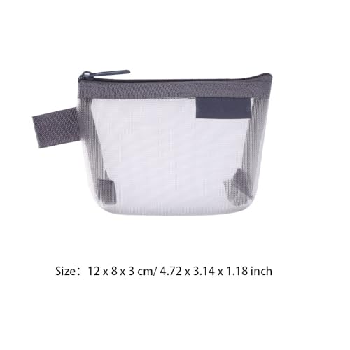 Image of 3-Pack Portable Square Mesh Storage Bags, Zippered Cosmetic Bags, Small Square Mesh Coin Purse Travel Storage Carry Pouches (Grey+Black+White)