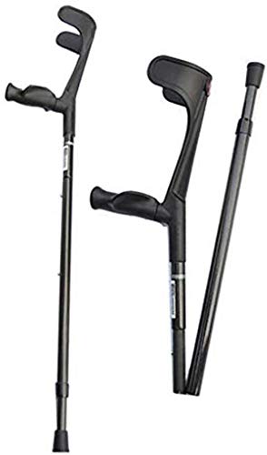 Muleta de antebrazo de caña de aleación de aluminio, muletas de puño abierto, muletas ergodinámicas para caminar con codo, altura ajustable, ligeras y fáciles de transportar, para hombres y mujeres