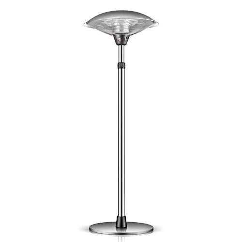 Heizpilz Terrassenheizer Infrarotstrahler, Heizstrahler mit Standfuß, Quarzstrahler, 3 Heizstufen, verstellbar bis 210 cm, Elektro
