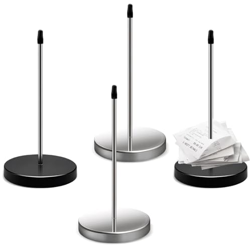 Soporte para Recibos, Tenedor de Factura, Soporte de Recibo Recto Inoxidable, Tenedor de Factura Pincho, Se Puede Utilizar Como Porta Cheques, Porta Recibos y Porta Notas, para Restaurantes, 4 Piezas