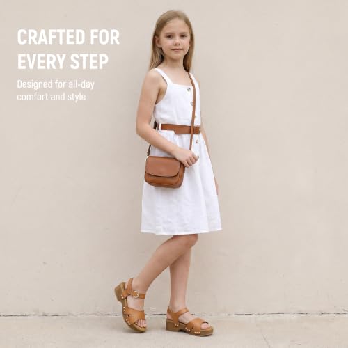 Image of Girls Sandals Wedge Platform Open Toe Sandals Ankle Strap Summer Heels Dress Shoes for Little Big Kid