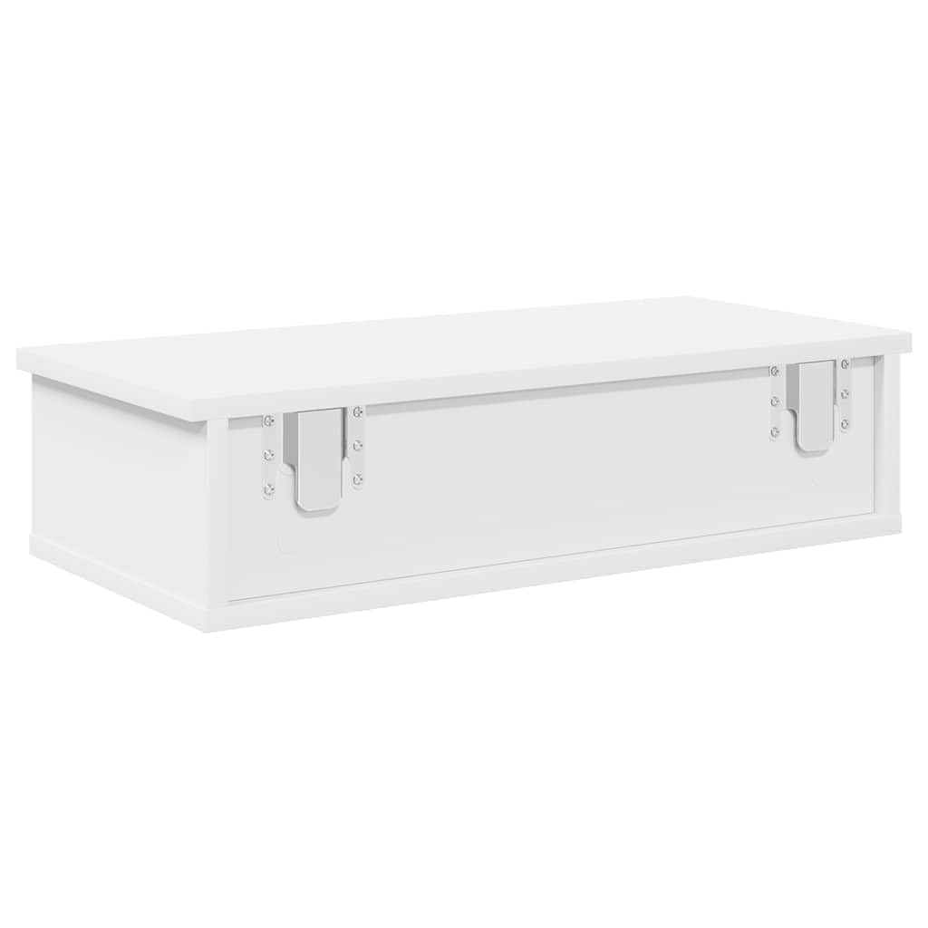 vidaXL Étagère Murale avec tiroirs Blanc 60x28x15 cm Bois d'ingénierie, étagère Murale avec Armoire, Meuble de Rangement Mural, Armoire de Rangement Flottante