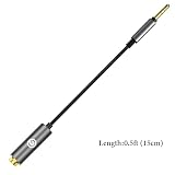 Geekria Kabel przejściowy 3,5 mm stereo męski na 4,4 mm symetryczny żeński, konwerter Hi-Fi do wzmacniaczy słuchawkowych, złącze ze stopu aluminium (0,5 stopy)