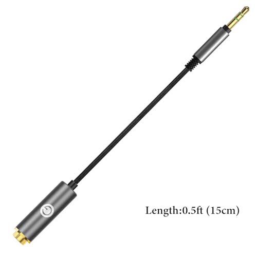 GEEKRIA 3.5mm Stereo Male to 4.4mm Balanced Female Adapter Cable, 5-Core Audio Conversion Cord, Headphone Plug Adapter, Aluminum Alloy Connector, PP Yarn Metallic Upgrade Wire (0.5ft)