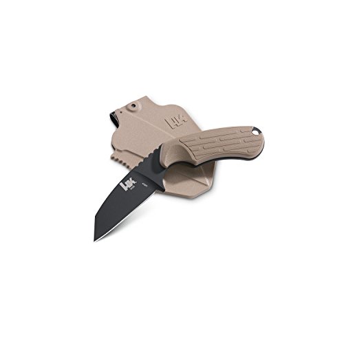 HK Knives 14125BK-1 Plan D Fixed Black Knife with Sand Handle, Tan