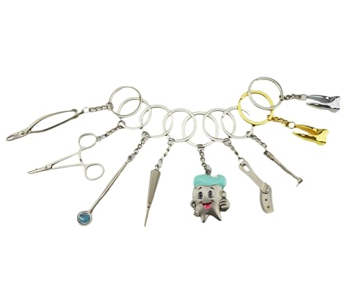 ZENRUIMING 8Pcs Dentist Tools Keychain, Simulated Dental Bracket Teeth Pliers Keychain for Dentist Dentist Shop Opening