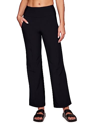 Avalanche Women's Outdoors Hybrid Pant, Lightweight Flare Pant for Hiking, Travel, Workouts, Quick Drying Bootcut Pant with Pockets, Breathable Stretch Woven/Jersey Knit Weekend Pants Black S