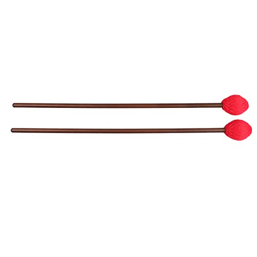 Image of Mr.Power Marimba Mallets Wood Handle Yarn Head with Maple Handle, Bass Percussion instruments Sticks (Medium Hard Yarn Head, Red)