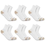 Carhartt Men's Midweight Quarter Sock 6 Pack, White, Large