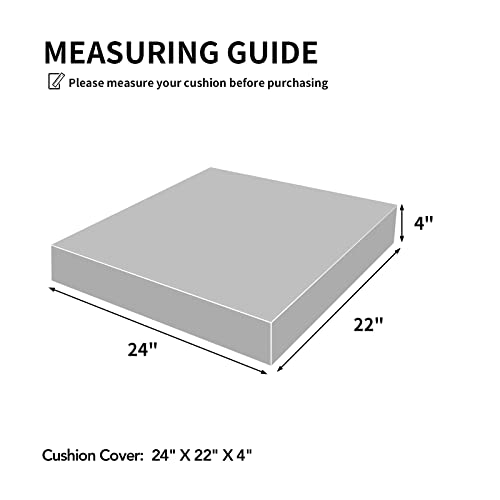 Easy-Going Waterproof Patio Cushion Covers 24X22X4 Inch 4 Pack Replacement Non-Slip Outdoor Seat Cushion Slipcover With Zipper. Only Covers. Cream #TOP5