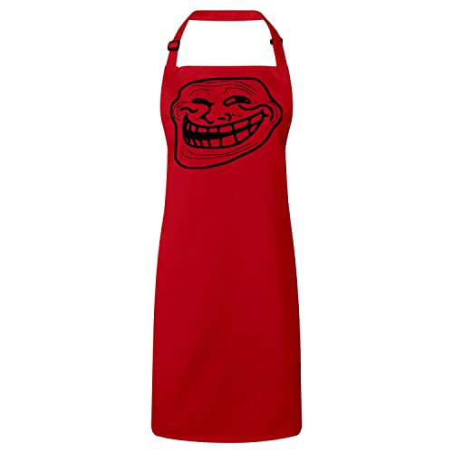 Tablier cuisine Troll Face rouge pour barbecue et repas entre amis