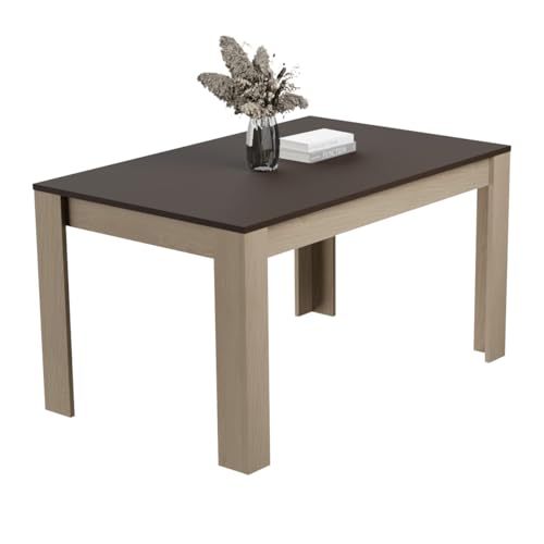 Homey - Mesa de Comedor o Salón, Modelo Teide, Robusta y Funcional, Color Roble - Grafito, Medidas: 140 cm (Largo) x 80 cm (Ancho) x 75 cm (Alto)