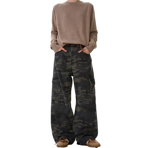 Men's Jeans Camouflage Work Pants Loose Fit Straight Leg Vintage Style Trouser for Men2