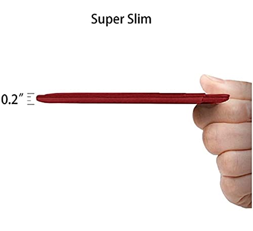 Image of Contacts Genuine Leather Slim Wallet | RFID Blocking Skinny Minimal Thin Front Pocket Wallet Sleeve Card Holder for Men | Up to 7 Card Slots Including 1 ID Window (Red)