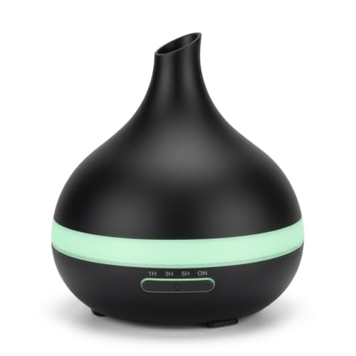 Remote Control Aromatherapy Diffuser, 500ml, Dual Mist Settings & Colorful LED, Humidifying for Bedroom Use,Onyx