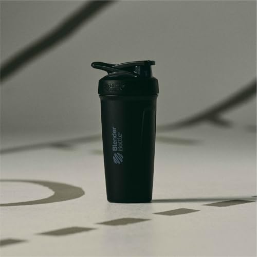 Image of BlenderBottle Sport Shaker Cup Insulated Stainless Steel Water Bottle with Wire Whisk, 24-Ounce, Black