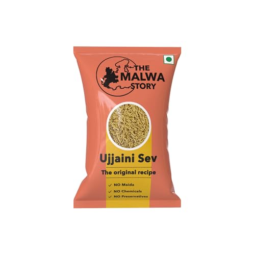 Image of The Malwa Story Original Ujjaini Sev - 200gm (Pack Of 3) | Cooked & Packed in Ujjain | Special Madhya Pradesh Authentic Sev Namkeen With No Maida | Spicy & Crunchy | For Poha & Tea Time Snacking