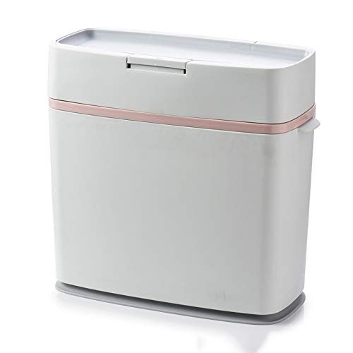 Cubos de Basura Basura Basura prensa de tipo bote de basura del hogar pueden cubierto Bin creativo grande bote de basura for el Baño Sala Oficina Cocina y espacios estrechos Bote de Basura ( Color : R