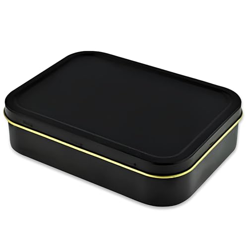 Black and Gold Cigarette Holder Tobacco Tin Compact Cigarette Tin for Men and Women Portable Tobacco Tins for Storage and Travel Metal Smoking Case