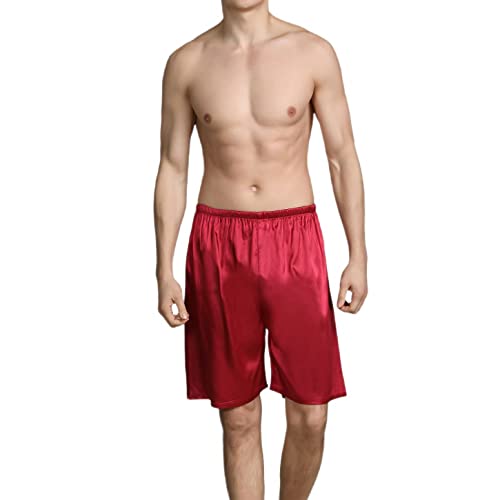 Jinda Men's Satin Pajama Shorts Boxers Shorts Soft Underwear Cool Casual Mid Rise Loose Fit