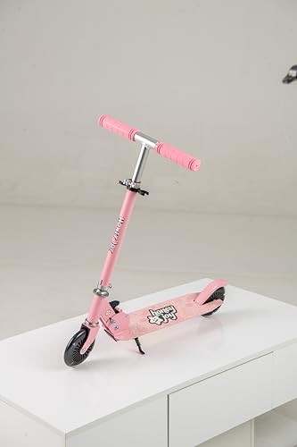 GYMAX Patinete Plegable para Niños, Monopatín para Niños con Manillar Ajustable en Altura, Ruedas con Luces LED y Freno, Scooter con Sistema de Plegado Rápido y Correa para Niños de 3+ Años (Rosa)