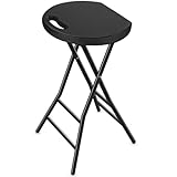 5Rcom Folding Stool, 24 inch Tall Folding Bar Stool with Safety Lock, Metal and Plastic Foldable Stool for Adults with Handle and Steel Frame Legs, 550lbs Capacity, Black
