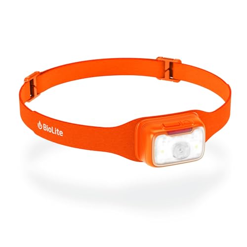 BioLite Range 500 Waterproof, Fast-Charging Rechargeable Headlamp, Spark Red, 500 Lumens, USB-C Charging, 100m Beam, 200 Hour runtime