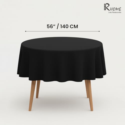 Image of R home 56 Inch Round 100% Cotton Table Cover | Round | 200 GSM Thick Fabric | Anti-Skid | Machine Washable & Reusable | Ideal for Dining Table & Centre Table | Easy Maintenance