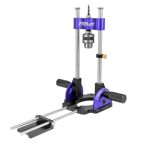 Fritzfurt Heavy-Duty Portable Drill Guide 060 Adjustable Drill Press Adapter Self-Centering Drilling Jig for Straight & Angled Holes 1/4 Hex Shank Fits 3/6425/64 (110mm) Bits