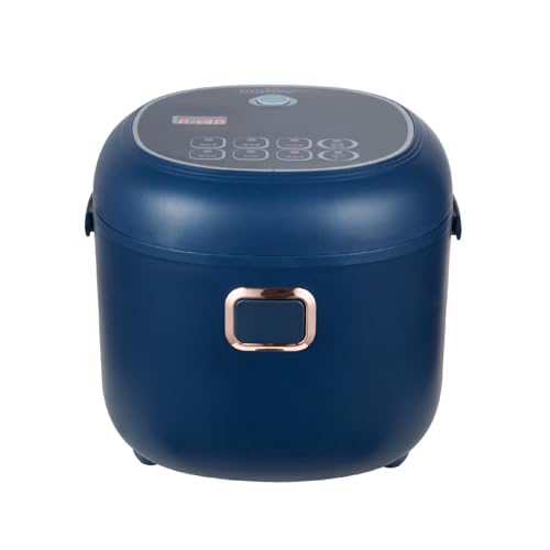 AMIEROUS Mini Rice Cooker,2L Portable Travel For Car/Truck/Home,Multicooker 24h Keep Warm,12V/24V/110V Small with Steam Tray(Blue)