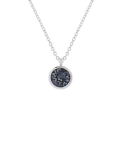 Karen Millen Crystal Dot Pendant Necklace For Women (Silver/Dark Grey Crystal)