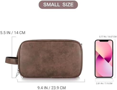 Elviros Toiletry Bag for Men, Large Travel Shaving Dopp Kit Water-resistant Bathroom Toiletries Organizer PU Leather Cosmetic Bags