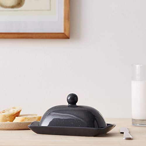 image for Boston Warehouse Speckleware Covered Butter Dish, Standard, Charcoal G
