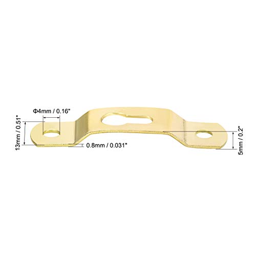 Image of uxcell Keyhole Hanging Plate, 49mm x 13mm Single Hole Hook for Picture Frames with Screws, 50 Pcs (Golden)