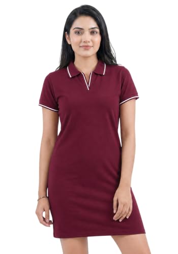 Image of Wear Your Opinion Women's S to 5XL Plus Size PQ Polo Collar Neck Style Midi Tshirt Dress