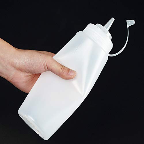 OJYUDD 8 Pcs 16oz Plastic Condiment Squeeze Bottles,Plastic Squeeze Squirt Bottle with Twist On Cap Lids and Discrete Measurements for Sauce,Ketchup,Condiments,Grilling,Syrup and More - Thumbnail 3