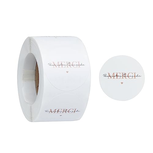 Merci pour votre commande rouleau 500 Pièces autocollants rondes, 3,8 cm etiquettes auto adhésives remerciements,stickers pour emballage