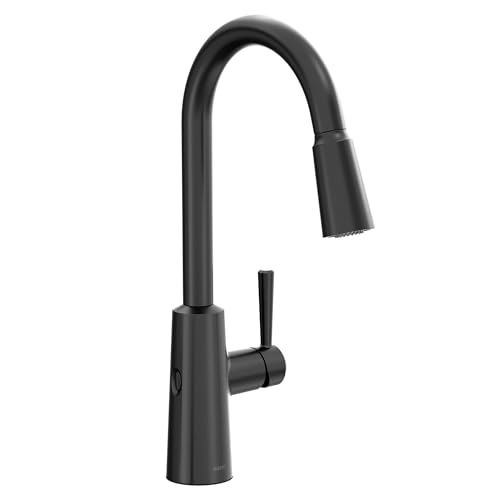 Moen Riley Matte Black Motionsense Wave Sensor Touchless One Handle Pulldown Kitchen Faucet Featuring Power Clean 7402EWBL