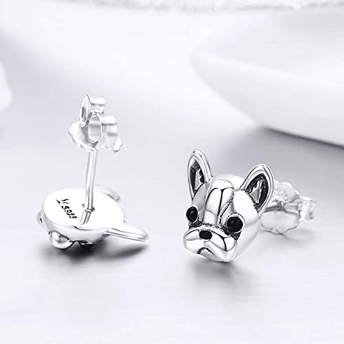 French Bulldog Cute Dog Sterling Silver Stud Earrings For Women Girls Sensitive Ears Nice Gifts #TOP5