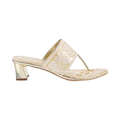 Image of Metro Women Ethnicwear Embroidered Block Heel Sandal