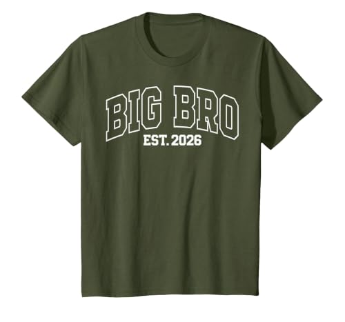 Big Bro Est 2026 New Big Brother Announcement T-Shirt, Youth, Olive Green, 3T