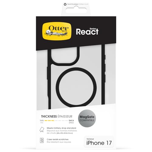 Image of OtterBox React MagSafe Case for iPhone 17, Clear /Black