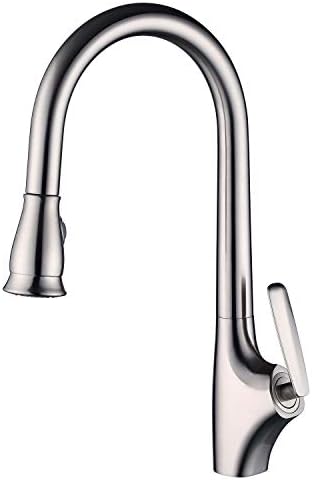 Kitchen Faucet With Sprayer,Easy To Clean Pull Out Kitchen Faucet,High Arc Kitchen Sink Faucets with Pull down Sprayer,Copper Material,Chrome
