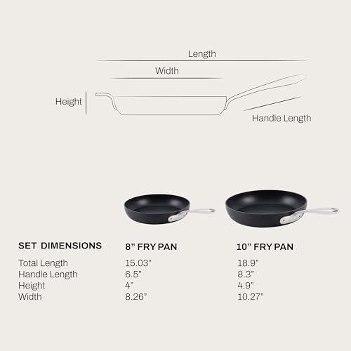 All-Clad HA1 Hard Anodized Nonstick Fry Pan Set, 2 Pieces, 8 & 10 Inch, Induction, Oven Broiler Safe 500F, Dishwasher Safe, Black by All-Clad - Image 2