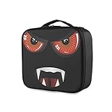 GAIREG Kosmetiktasche mit Totenköpfen, Rose, Blumen, Zweigen, Reise-Make-up-Tasche mit Trennwänden, Kulturbeutel, Schmuck-Aufbewahrungstasche, Gefahr, böses Gesicht, rote Augen