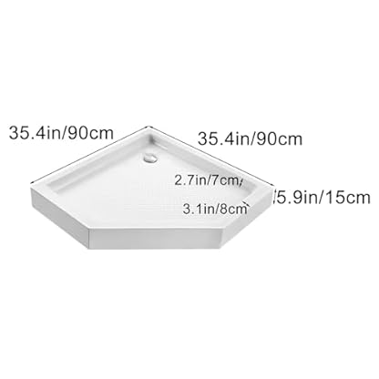 Diamantförmige Acryl-Duschwanne, Rutschfeste Bodenwanne 250 kg Belastbar, Inklusive Ablaufgarnitur und Schlauch(95.4in/90cm) – Bild 3