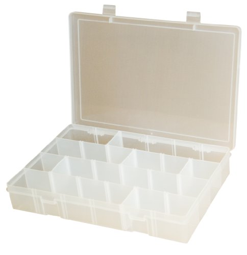 Durham LPADJ-CLEAR Clear Polypropylene Adjustable Compartment Large Box, 13-1/8