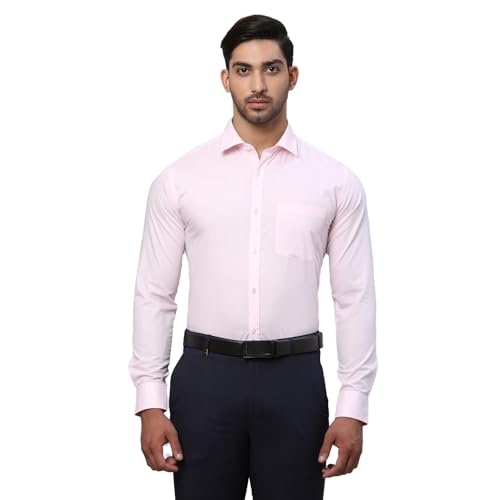 Image of Park Avenue Men Slim Fit Solid Pattern Polycotton Blend Semi Cutaway Collar Full Sleeve Formal Shirt