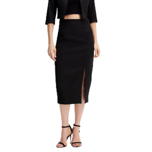 Jupe tailleur crayon fendue devant jupe droite mi-longue taille haute chic