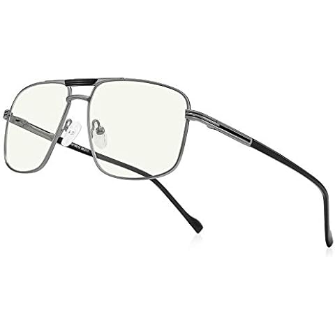 RB.Pilot Reading Glasses for Men Square Double Bridge Blue Light Blocking Computer Readers (grayness, 1.75) Cover